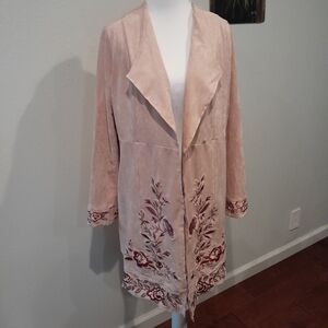 Curations Pink Rose Embroidered Jacket Size Small